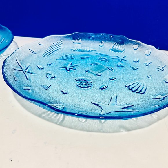 NEW… Set of Two [2] Glass Sea Shell Plates, by Beachcombers, 11.25” Approximate - Picture 7 of 16